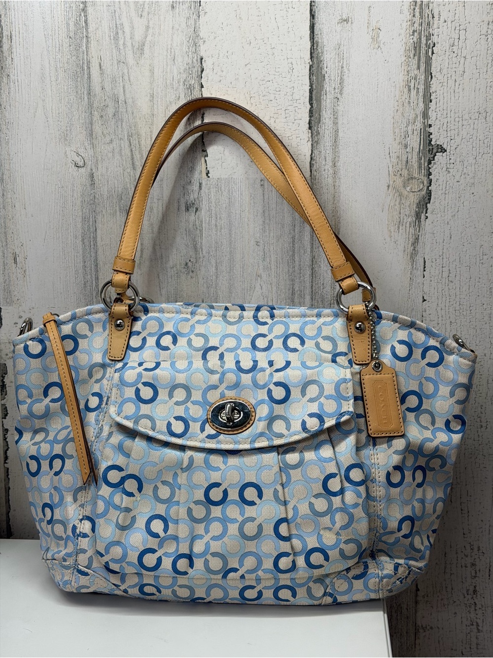Coach Leah Signature Op Art Tote Bag